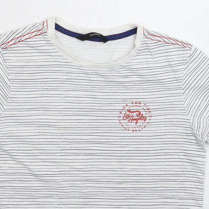 George Boys White Striped  Basic T-Shirt Size 10-11 Years