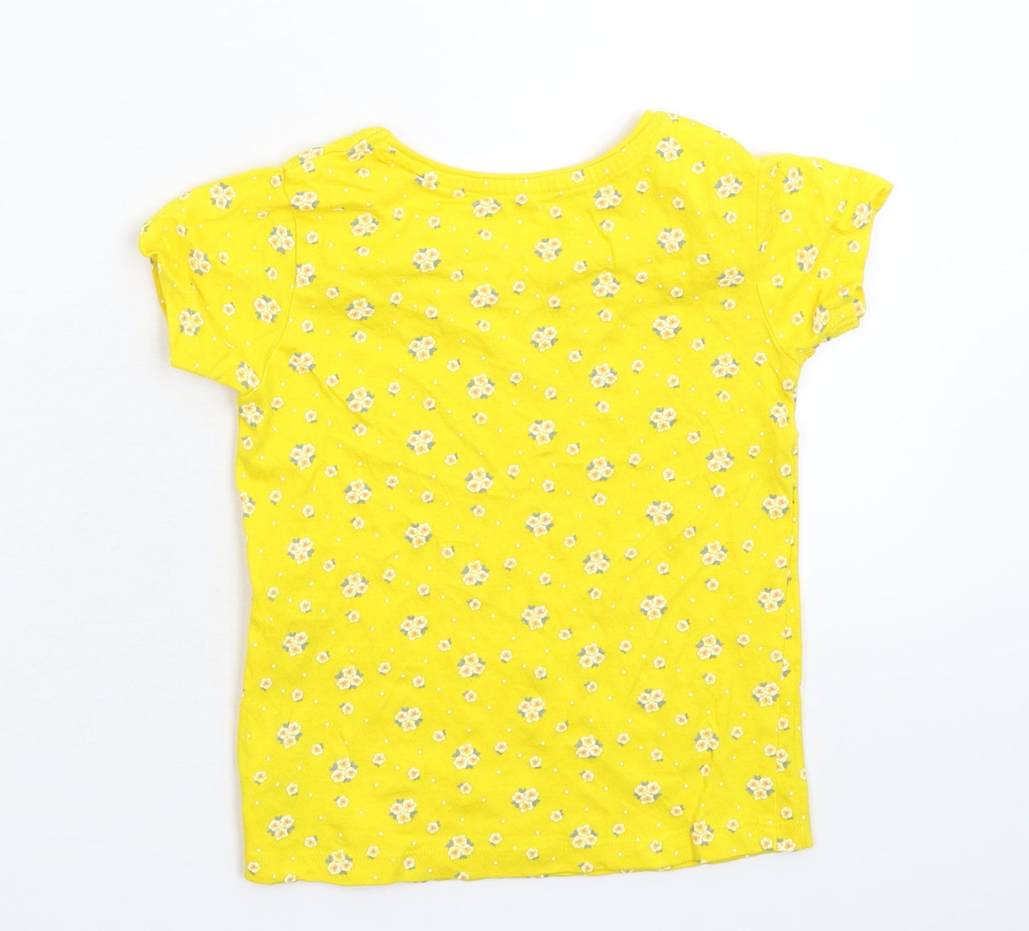 Primark Girls Yellow Floral  Basic T-Shirt Size 6-7 Years