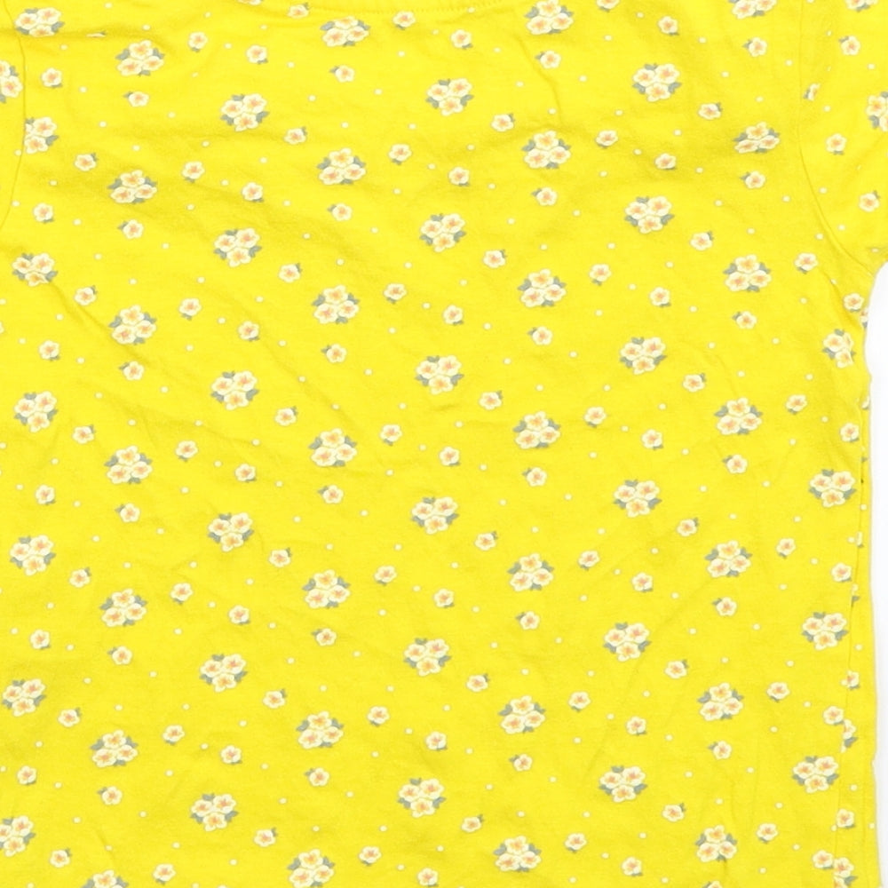 Primark Girls Yellow Floral  Basic T-Shirt Size 6-7 Years