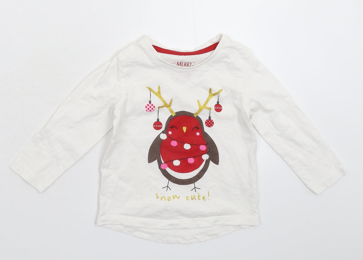 Front view of Matalan Baby White Basic T-Shirt, size 12-18, Months