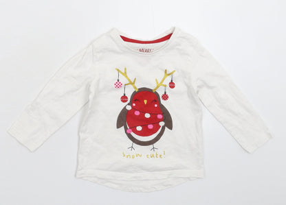 Front view of Matalan Baby White Basic T-Shirt, size 12-18, Months