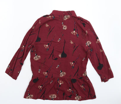 ICHI Womens Brown Floral  Basic Blouse Size M