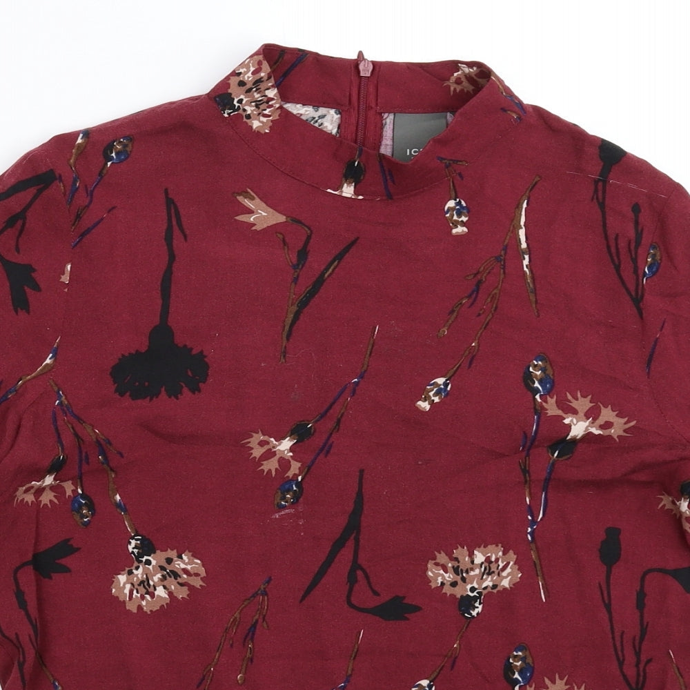 ICHI Womens Brown Floral  Basic Blouse Size M
