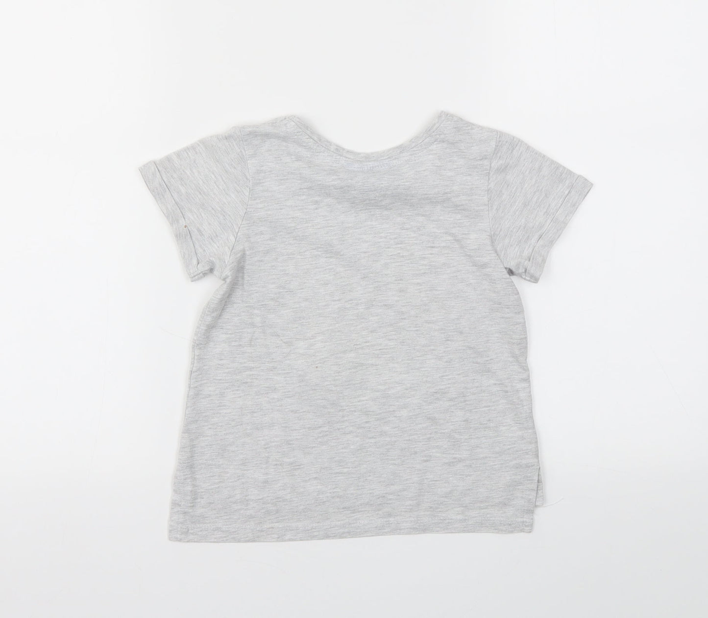 Disney Girls Grey Animal Print  Basic T-Shirt Size 3-4 Years