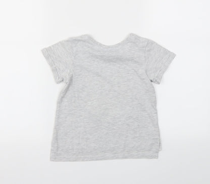 Disney Girls Grey Animal Print  Basic T-Shirt Size 3-4 Years