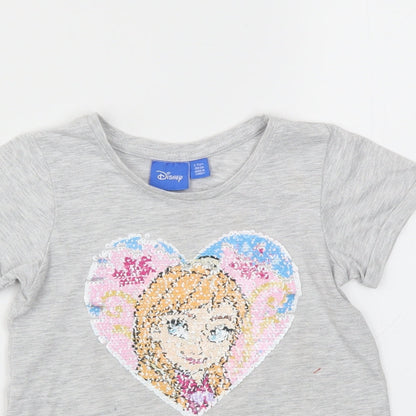 Disney Girls Grey Animal Print  Basic T-Shirt Size 3-4 Years