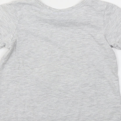 Disney Girls Grey Animal Print  Basic T-Shirt Size 3-4 Years