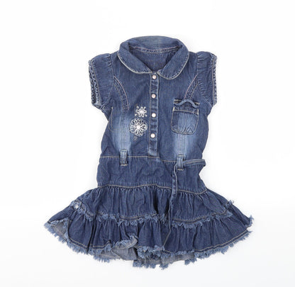M&S Girls Blue   Fit & Flare  Size 12-18 Months