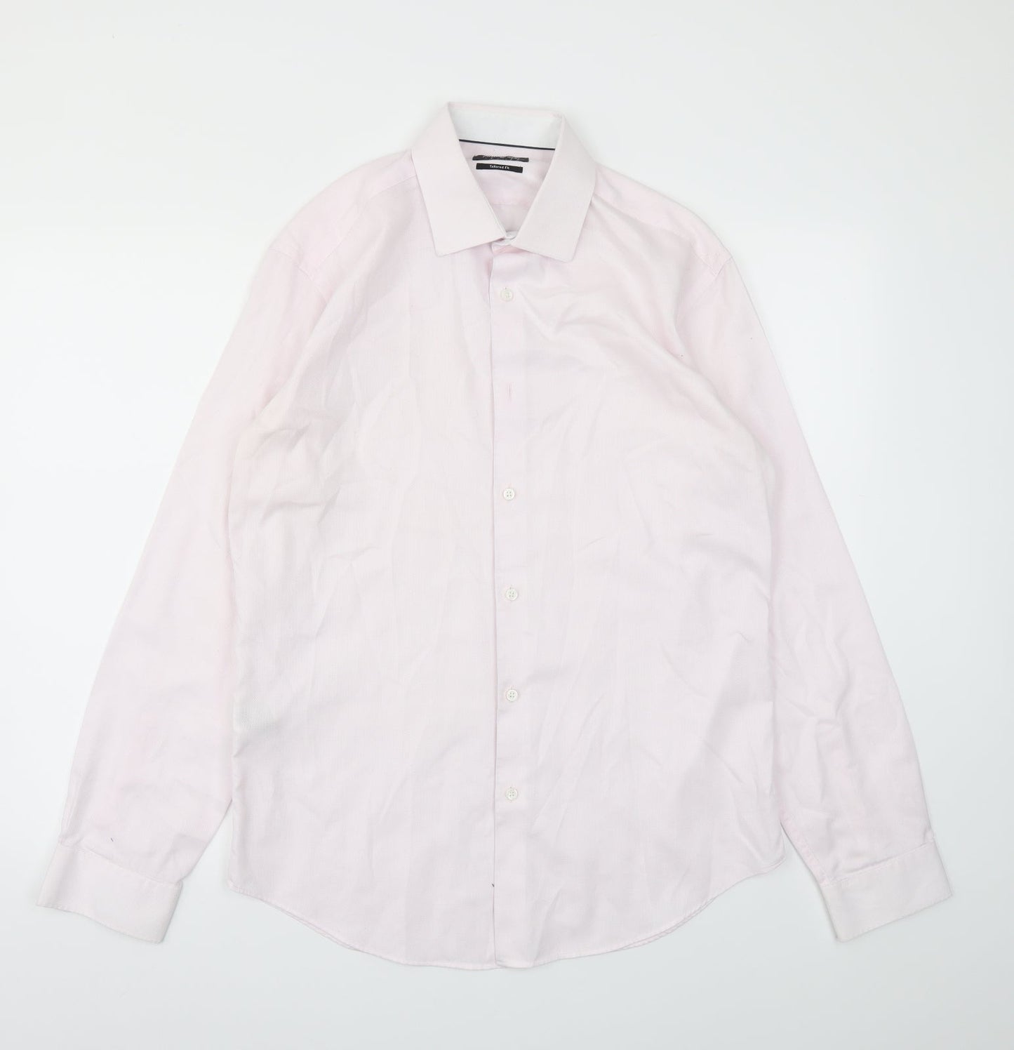 Mens UK Size 15.5 M&S Pink  Button-Up Long Sleeve Casual Shirt