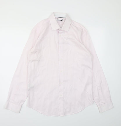 Mens UK Size 15.5 M&S Pink  Button-Up Long Sleeve Casual Shirt