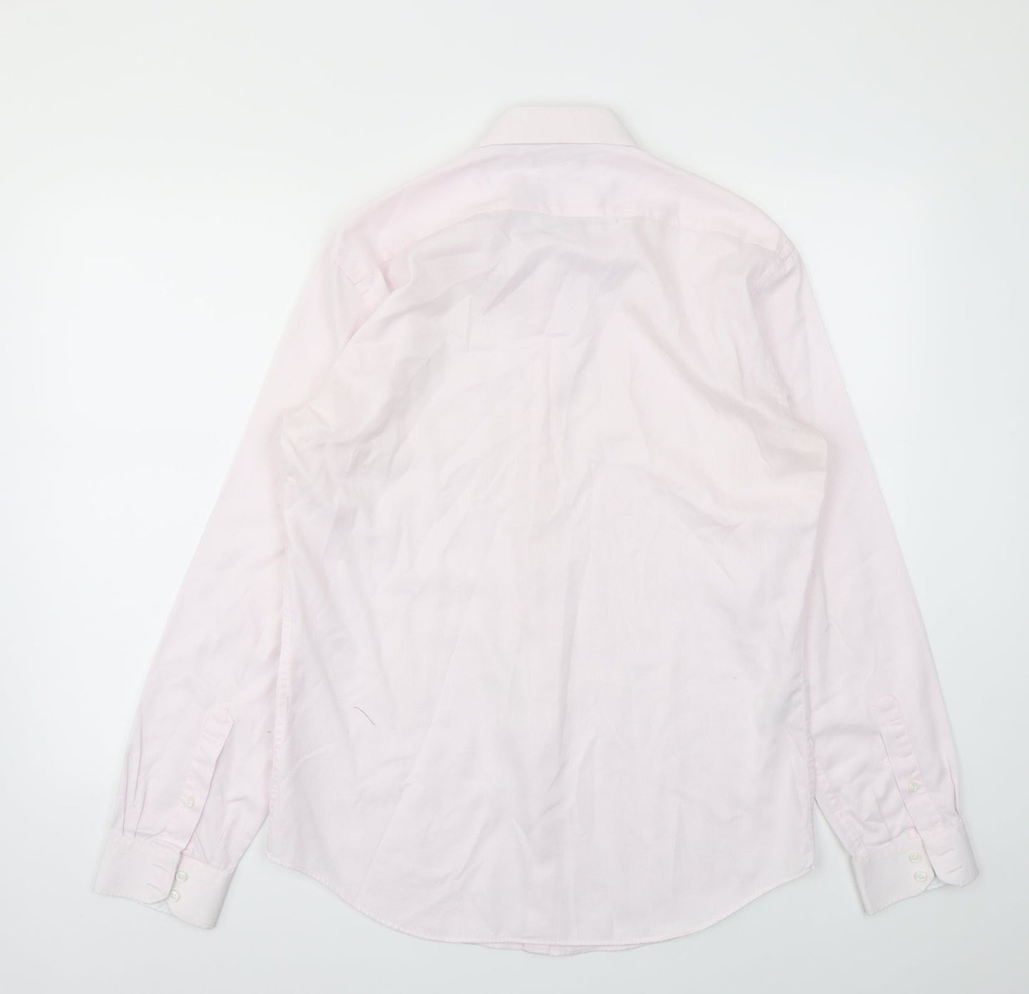 Mens UK Size 15.5 M&S Pink  Button-Up Long Sleeve Casual Shirt