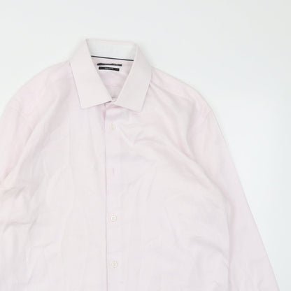 Mens UK Size 15.5 M&S Pink  Button-Up Long Sleeve Casual Shirt