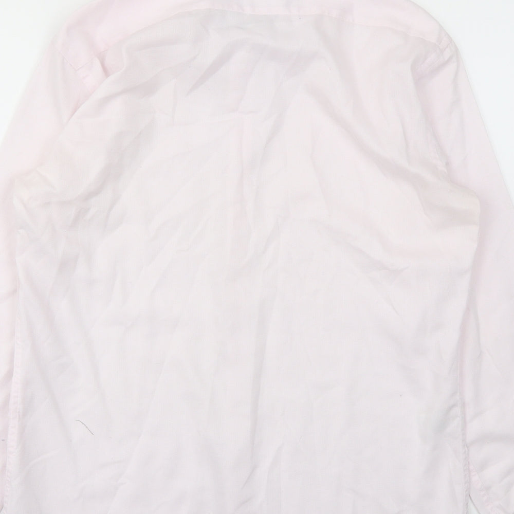 Mens UK Size 15.5 M&S Pink  Button-Up Long Sleeve Casual Shirt