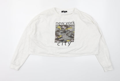 New Look Girls White   Pullover Hoodie Size 14-15 Years