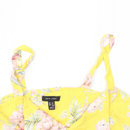 Womens UK Size 12 New Look Yellow Basic T-Shirt