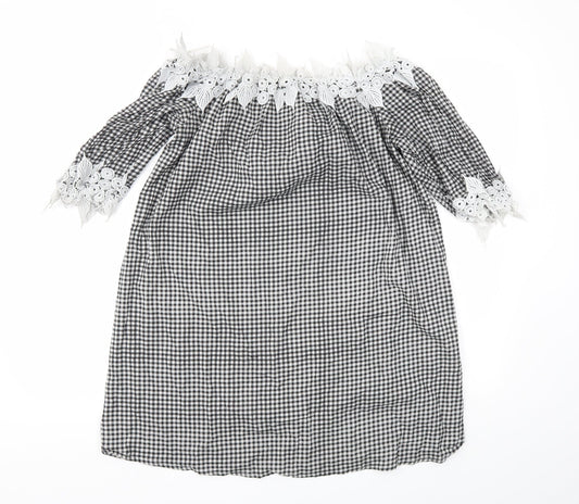 Select Womens Black Check  Fit & Flare  Size 12