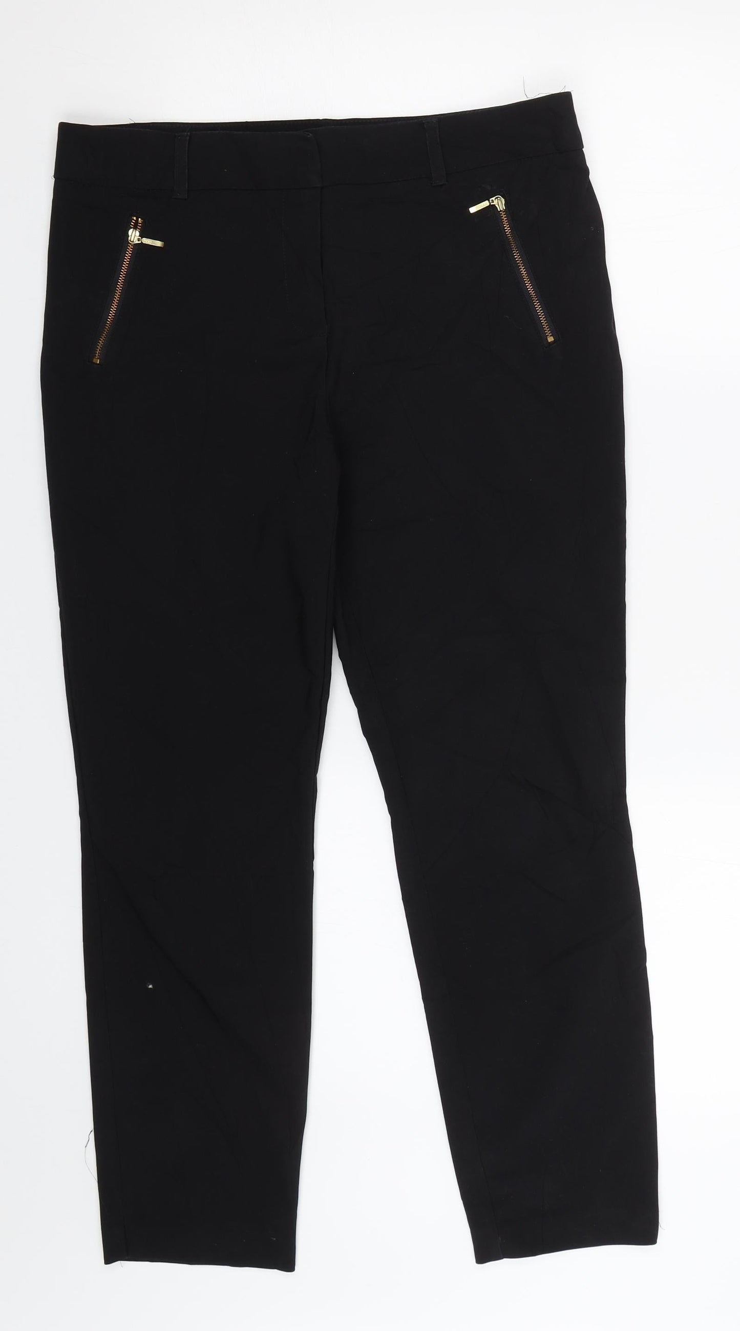 Womens UK Size 12 Papaya Regular Fit  Black Trousers