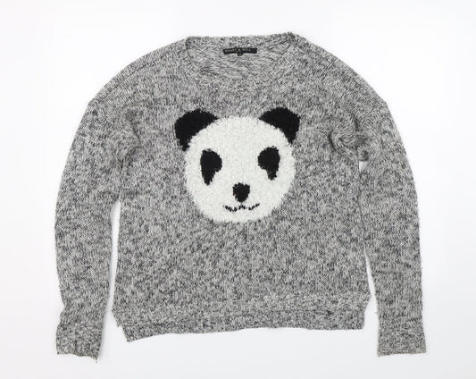 Heart & soul Womens Grey  Knit Pullover Jumper Size 10  - Panda