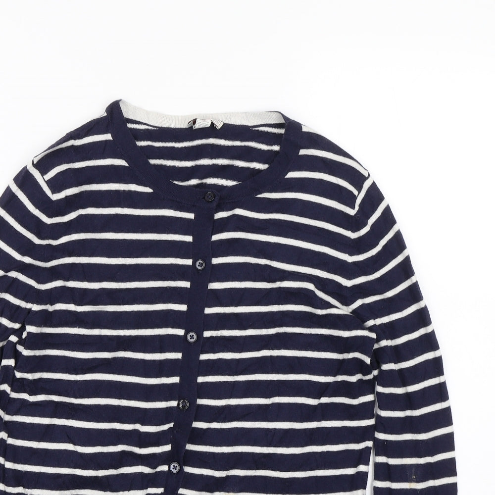 Gap Womens Blue Striped  Cardigan Jumper Size S