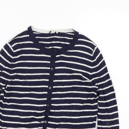 Gap Womens Blue Striped  Cardigan Jumper Size S