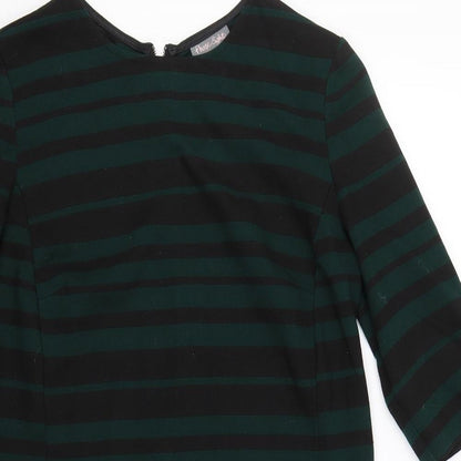 Phase Eight  Womens Green Striped  T-Shirt Dress  Size 10