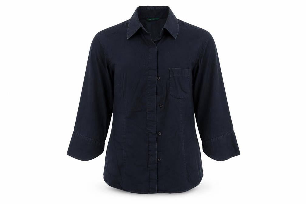 Womens UK Size S United Colors of Benetton Blue Basic Button-Up