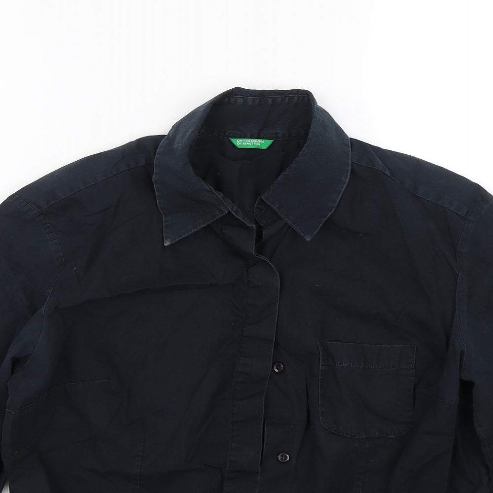 Womens UK Size S United Colors of Benetton Blue Basic Button-Up
