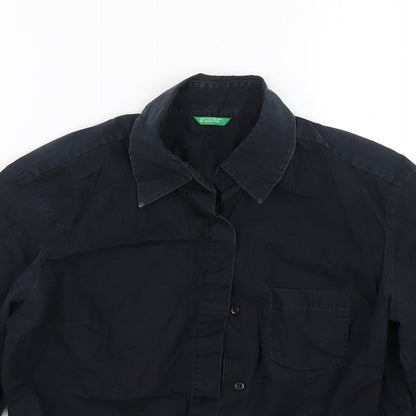Womens UK Size S United Colors of Benetton Blue Basic Button-Up
