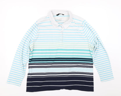 Womens UK Size XL BM Casual Blue Basic Polo
