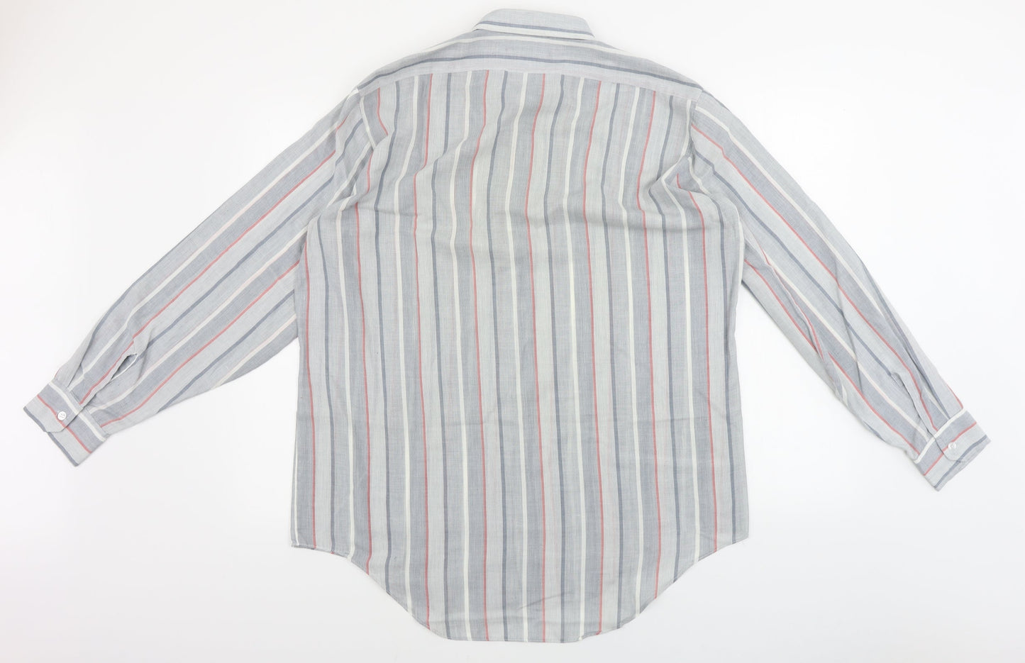 Mens UK Size 16 Finesse Grey  Button-Up Long Sleeve Casual Shirt