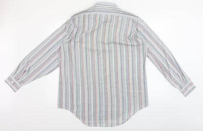 Mens UK Size 16 Finesse Grey  Button-Up Long Sleeve Casual Shirt