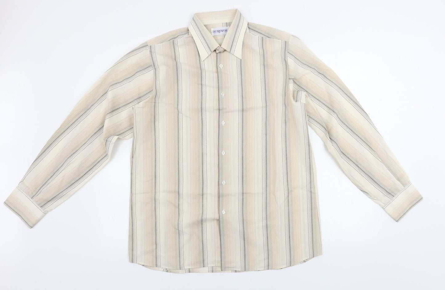 Mens UK Size M trend Brown  Button-Up Long Sleeve Casual Shirt