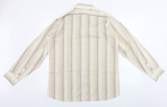 trend Mens Brown Striped   Button-Up Size M