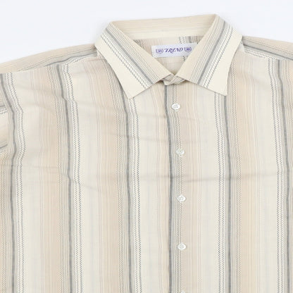 Mens UK Size M trend Brown  Button-Up Long Sleeve Casual Shirt