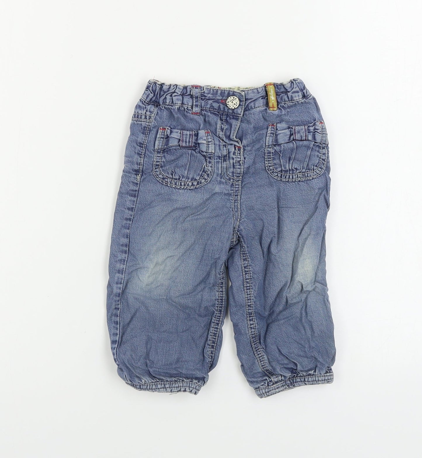 Marks and Spencer  Girls Blue   Cargo Trousers Size 9-12 Months