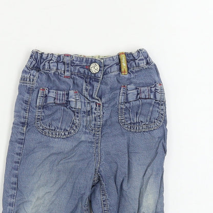 Marks and Spencer  Girls Blue   Cargo Trousers Size 9-12 Months