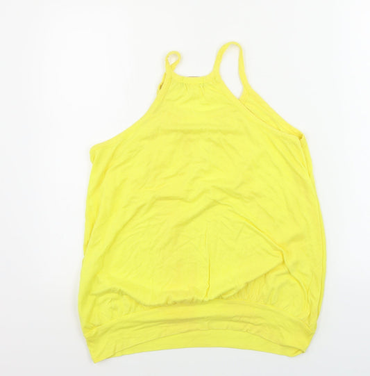Womens UK Size 14 Topshop Yellow Basic Tank