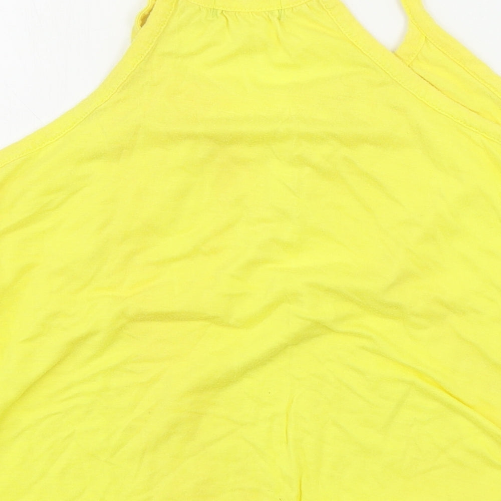 Womens UK Size 14 Topshop Yellow Basic Tank