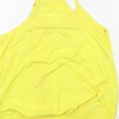 Womens UK Size 14 Topshop Yellow Basic Tank