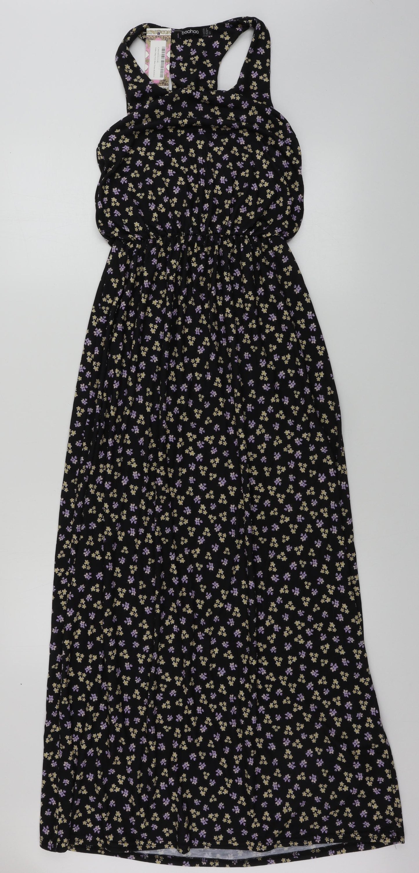 Boohoo  Womens Black Floral  A-Line  Size 4