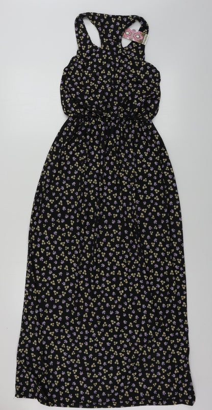 Boohoo  Womens Black Floral  A-Line  Size 4