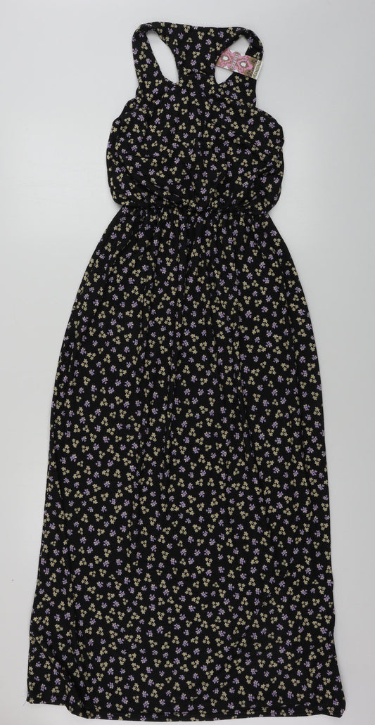 Boohoo  Womens Black Floral  A-Line  Size 4