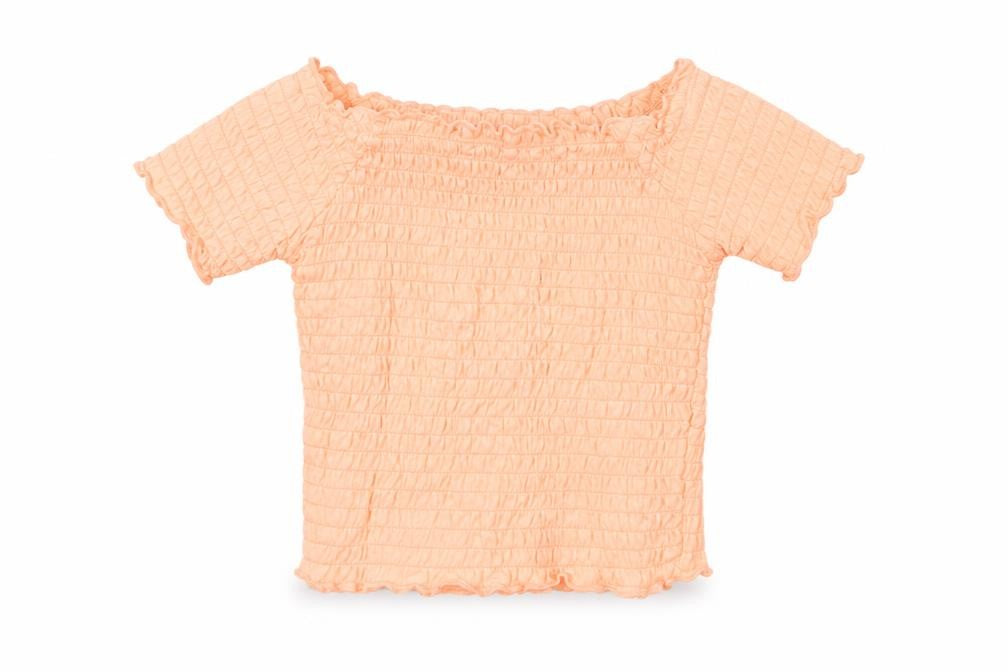 Front view of Primark girls’ orange basic t-shirt, size 4-5, years