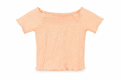 Front view of Primark girls’ orange basic t-shirt, size 4-5, years