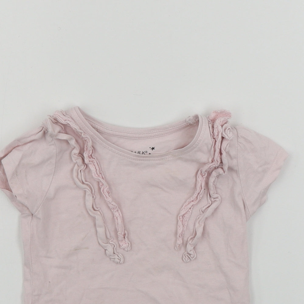 Close-up detail of Primark girls’ pink basic t-shirt, size 2-3, years