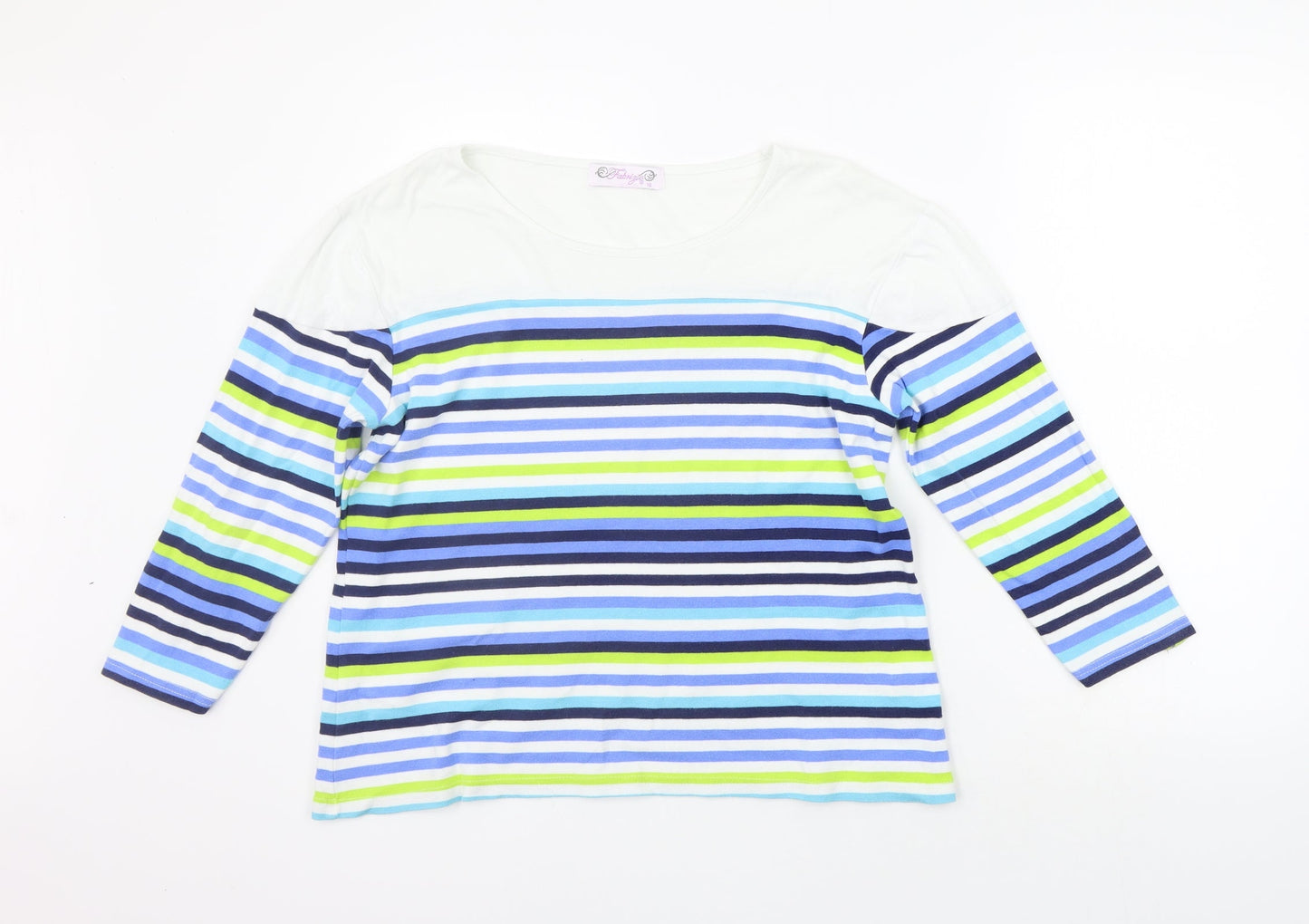 fabrigio  Womens Blue Striped  Pullover Jumper Size 16