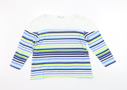 fabrigio  Womens Blue Striped  Pullover Jumper Size 16