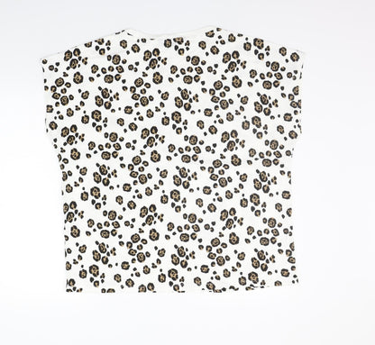 Love Tree Womens White Animal Print  Basic T-Shirt Size 20