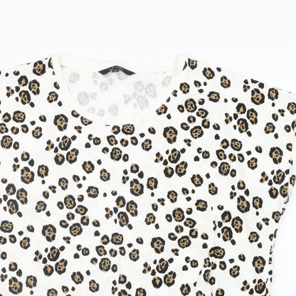 Love Tree Womens White Animal Print  Basic T-Shirt Size 20