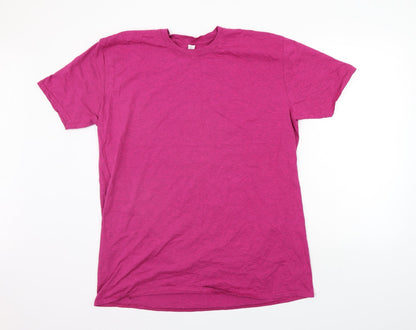 Womens UK Size 2XL Gildan Pink Basic T-Shirt